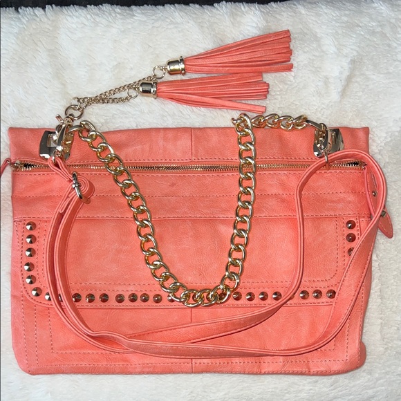 Urban Expressions Coral Crossbody Bag with Gold Accents - Picture 9 of 9